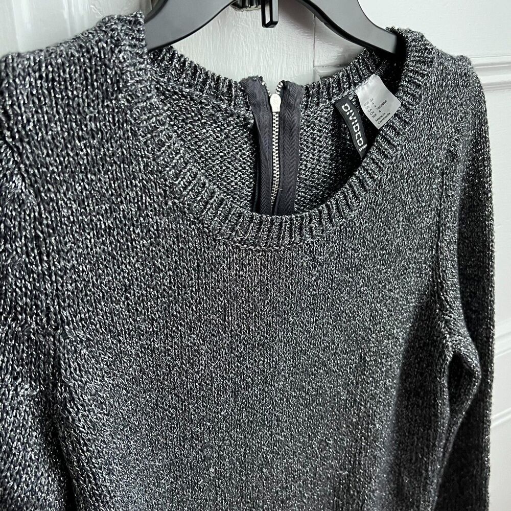 Forever 21 Divided Gray Silver Sparkly Metallic Crew Neck Sweater 4 - Picture 3 of 5